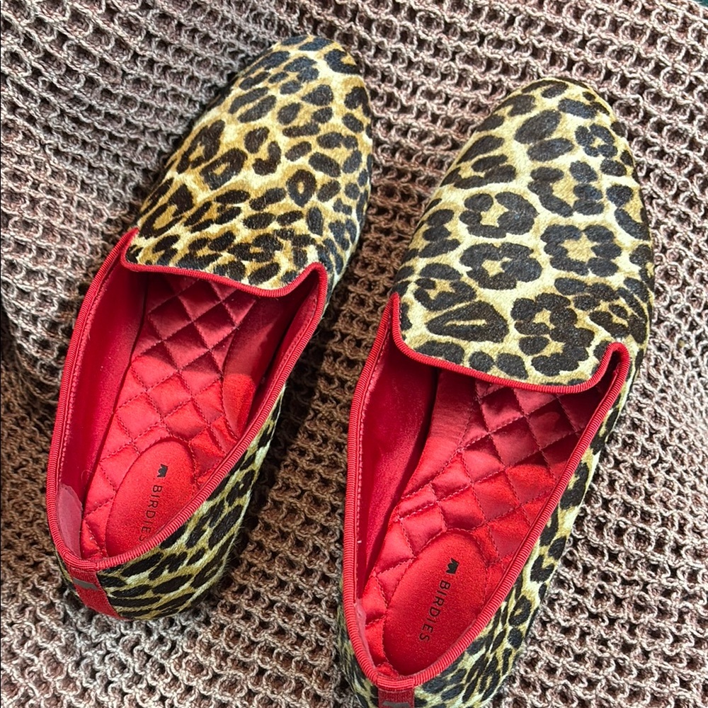 Birdies Brown and Red Leopard Print Flats